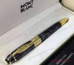 Replica Montblanc Daniel Defoe Ballpoint Pen Black Marbled